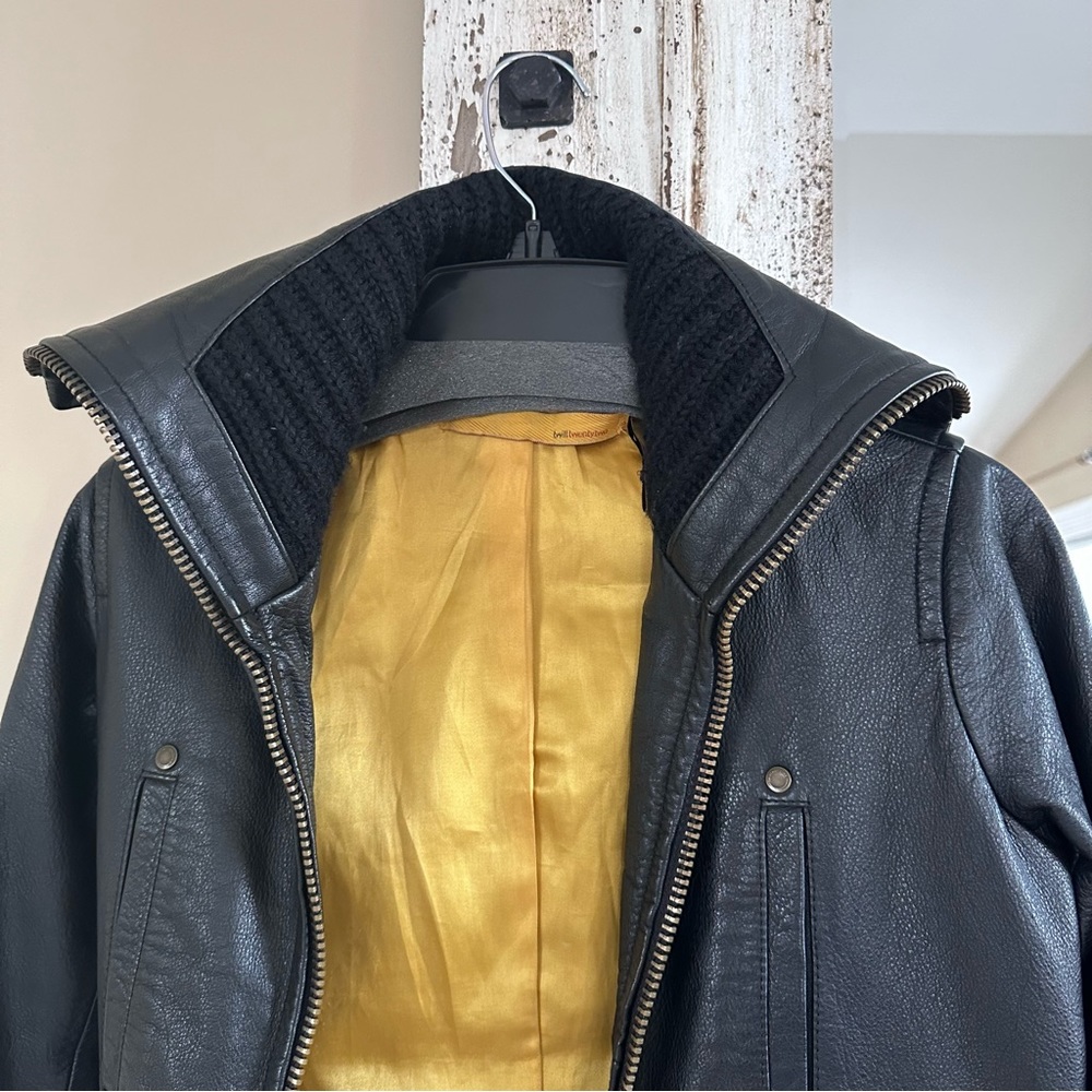 Twill Twenty Two Leather Bomber With Wool Trim - image 5